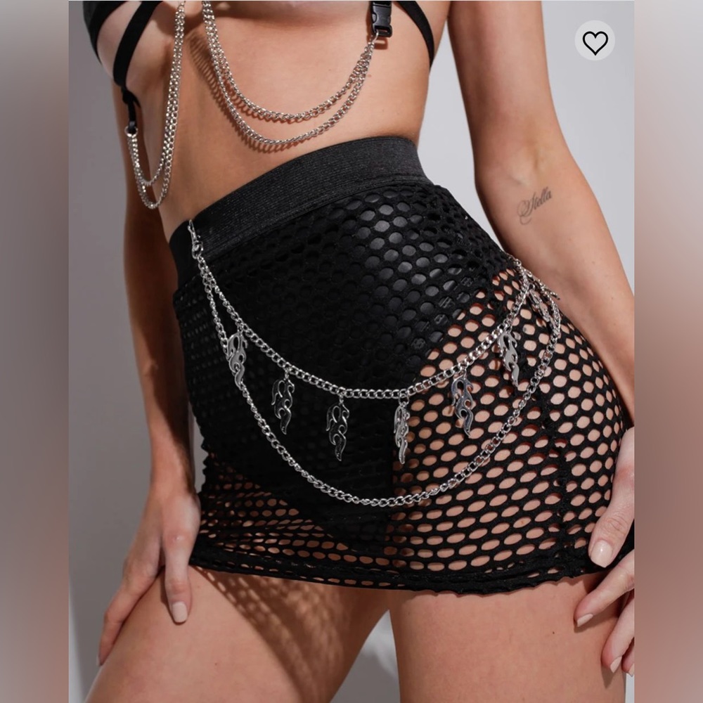 iHeartRaves Fishnet Mini Skirt Black